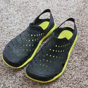 CROCS Black and Yellow Swiftwater Wave Slip-on Shoes